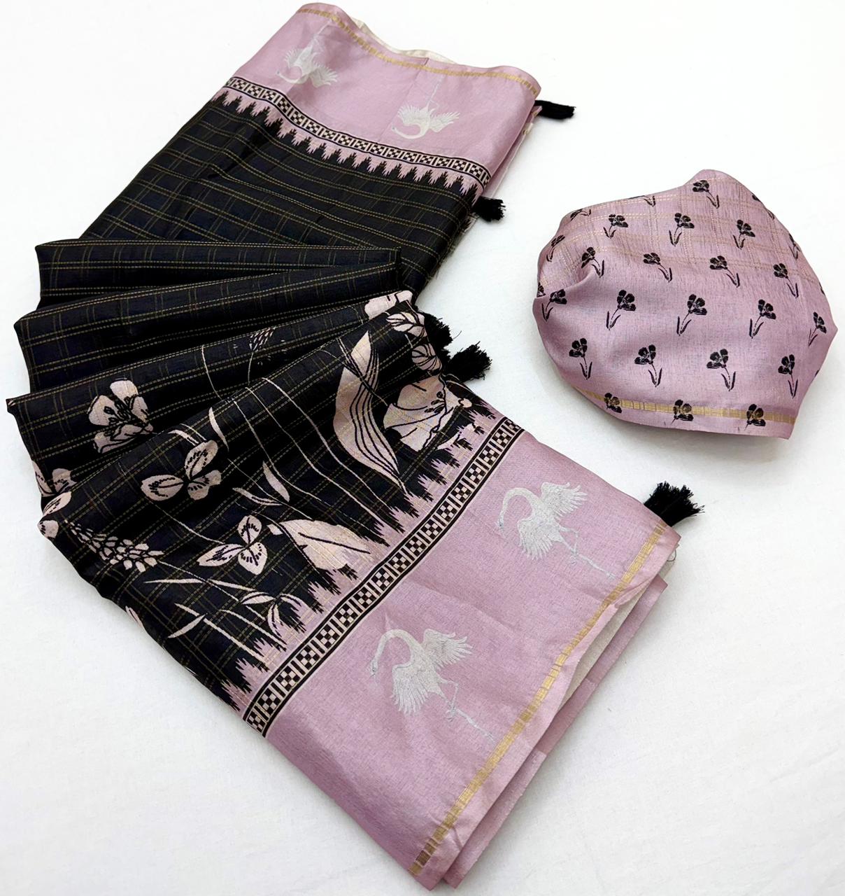 RajYog Charvi Tusser Soft Tusser Saree with Bentex Border - 6 Pcs Set - Wholesale