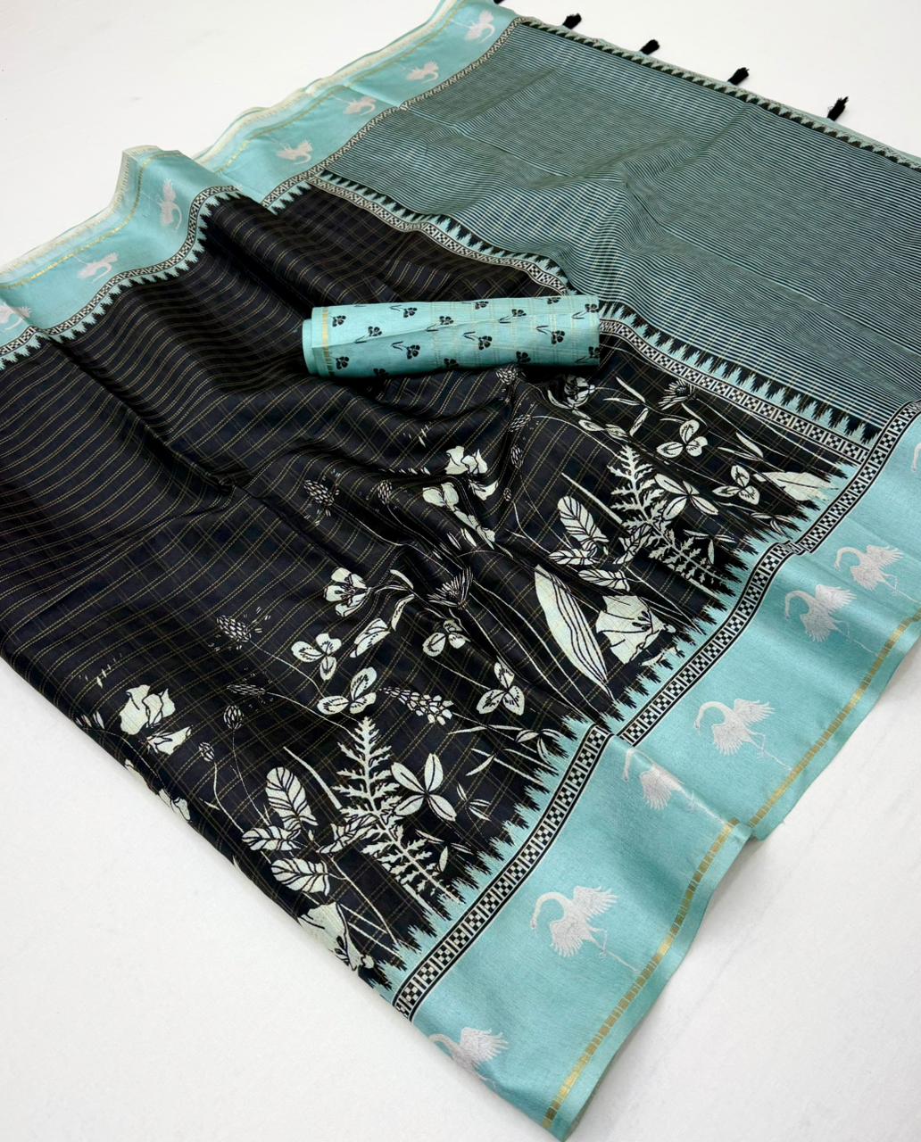 RajYog Charvi Tusser Soft Tusser Saree with Bentex Border - 6 Pcs Set - Wholesale