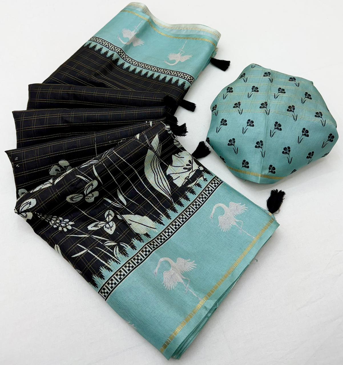 RajYog Charvi Tusser Soft Tusser Saree with Bentex Border - 6 Pcs Set - Wholesale