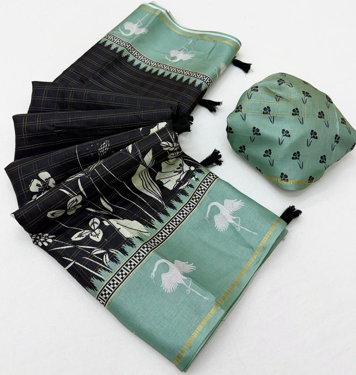RajYog Charvi Tusser Soft Tusser Saree with Bentex Border - 6 Pcs Set - Wholesale