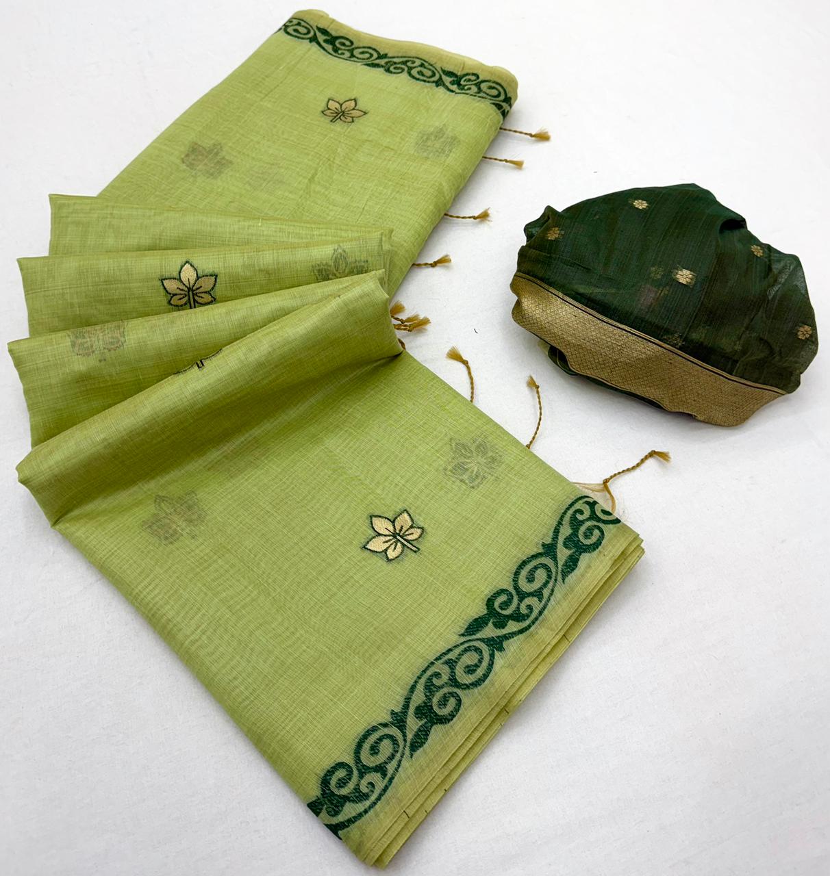 RajYog Hansini Soft Chanderi Silk Saree - Madhubani Print - 6 Pcs Set
