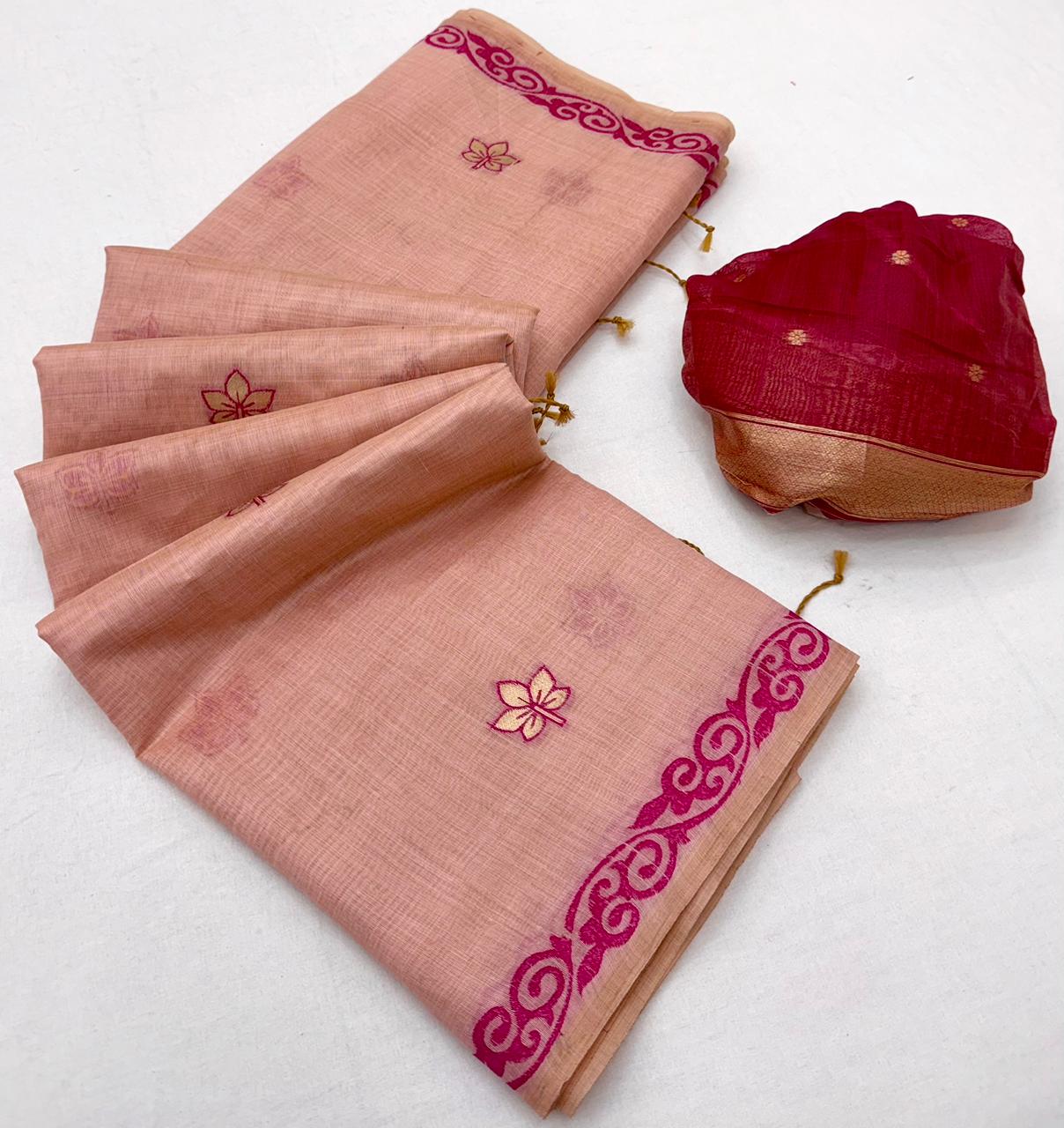 RajYog Hansini Soft Chanderi Silk Saree - Madhubani Print - 6 Pcs Set