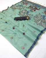 RajYog Hansini Soft Chanderi Silk Saree - Madhubani Print - 6 Pcs Set