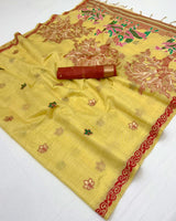 RajYog Hansini Soft Chanderi Silk Saree - Madhubani Print - 6 Pcs Set