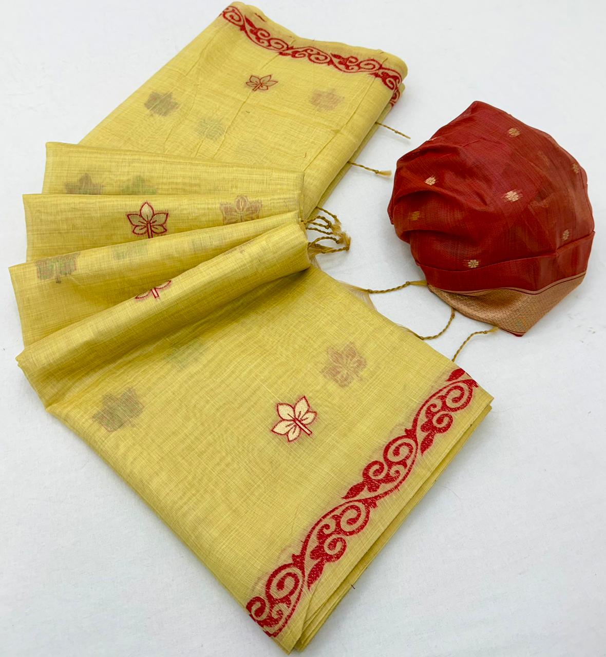 RajYog Hansini Soft Chanderi Silk Saree - Madhubani Print - 6 Pcs Set