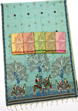 RajYog Hansini Soft Chanderi Silk Saree - Madhubani Print - 6 Pcs Set