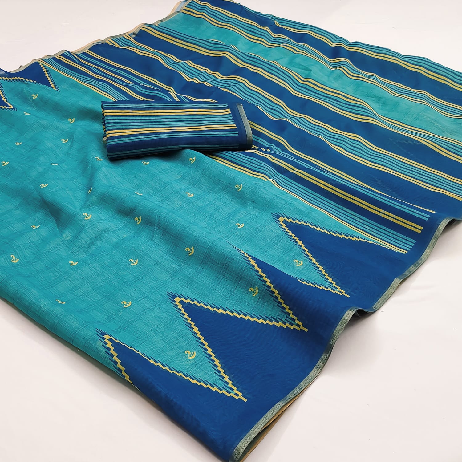 RajYog Kalamkari Chanderi Linen Saree - Weaving Border - Kazari Series - M.R. Saree Emporium