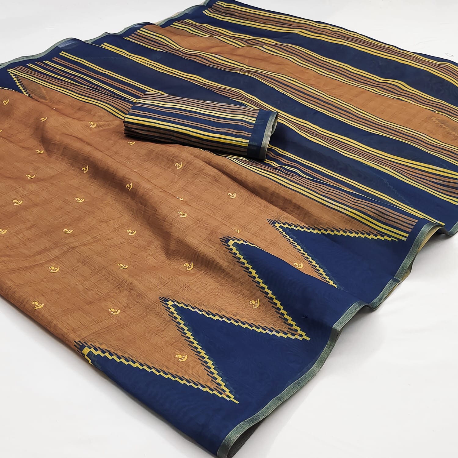 RajYog Kalamkari Chanderi Linen Saree - Weaving Border - Kazari Series - M.R. Saree Emporium