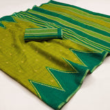 RajYog Kalamkari Chanderi Linen Saree - Weaving Border - Kazari Series - M.R. Saree Emporium
