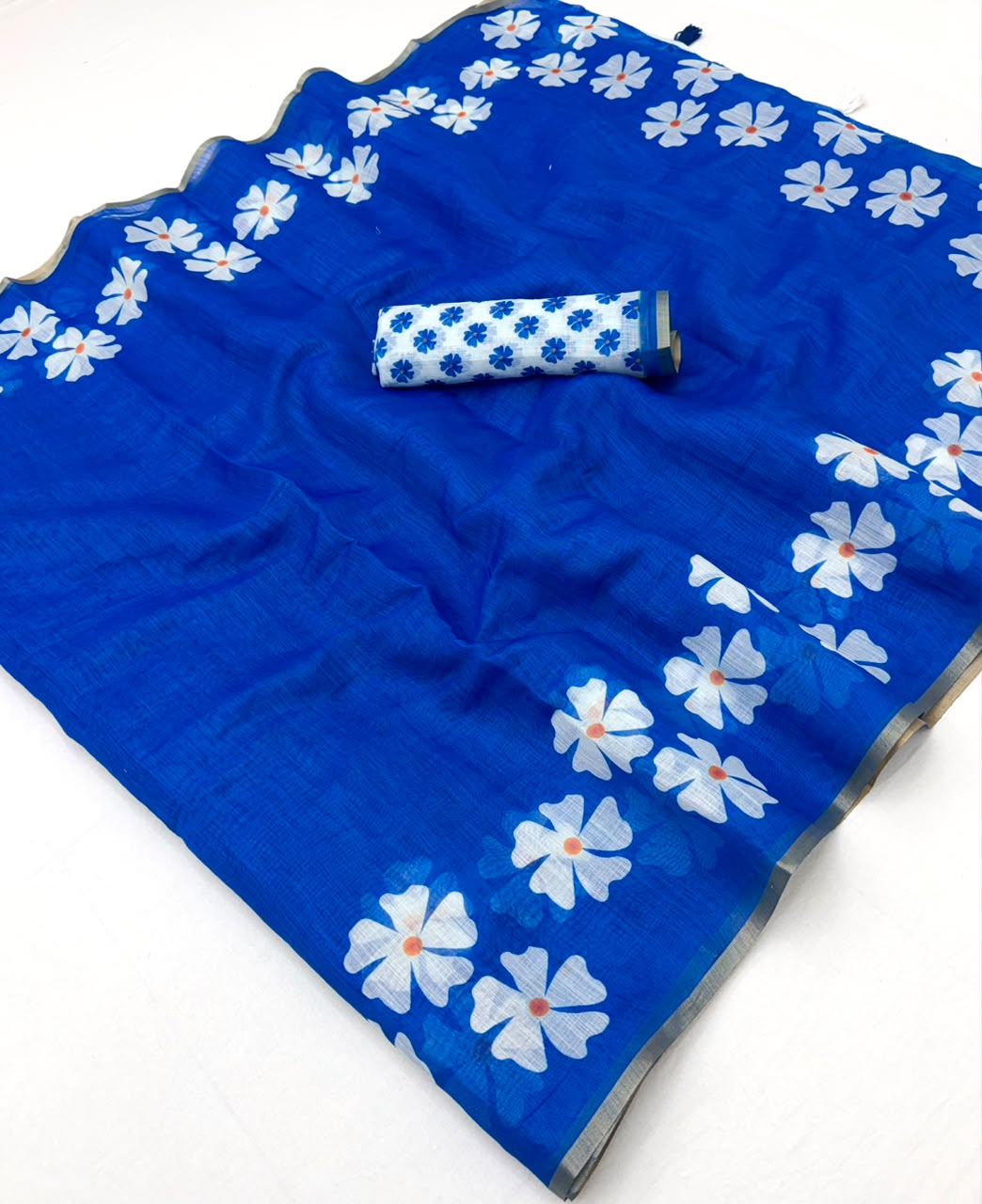RajYog Lisha Soft Cotton Linen Saree with Zari Border - 8 Pcs Set - Wholesale