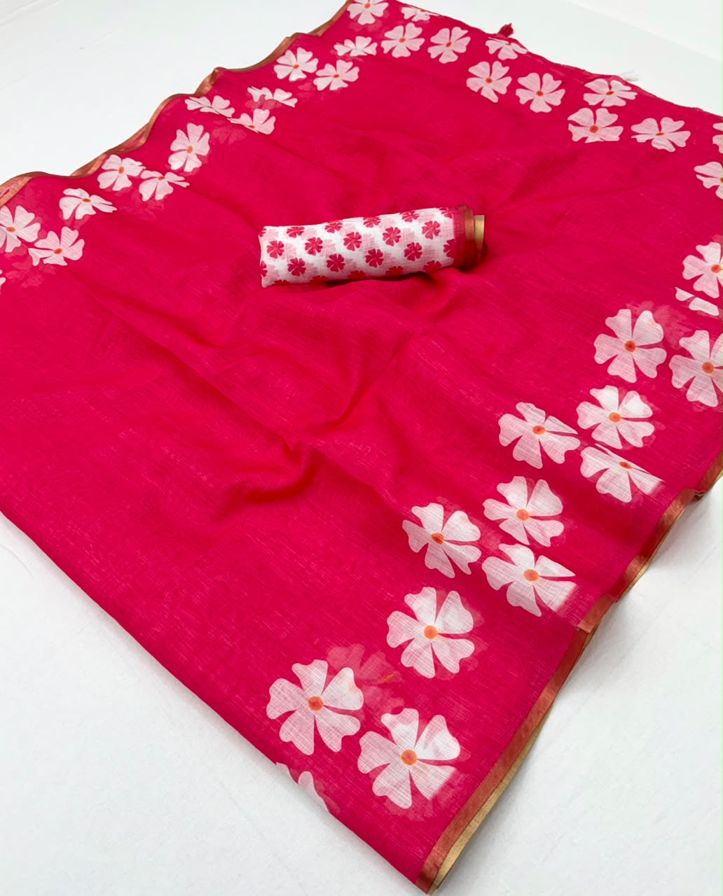 RajYog Lisha Soft Cotton Linen Saree with Zari Border - 8 Pcs Set - Wholesale
