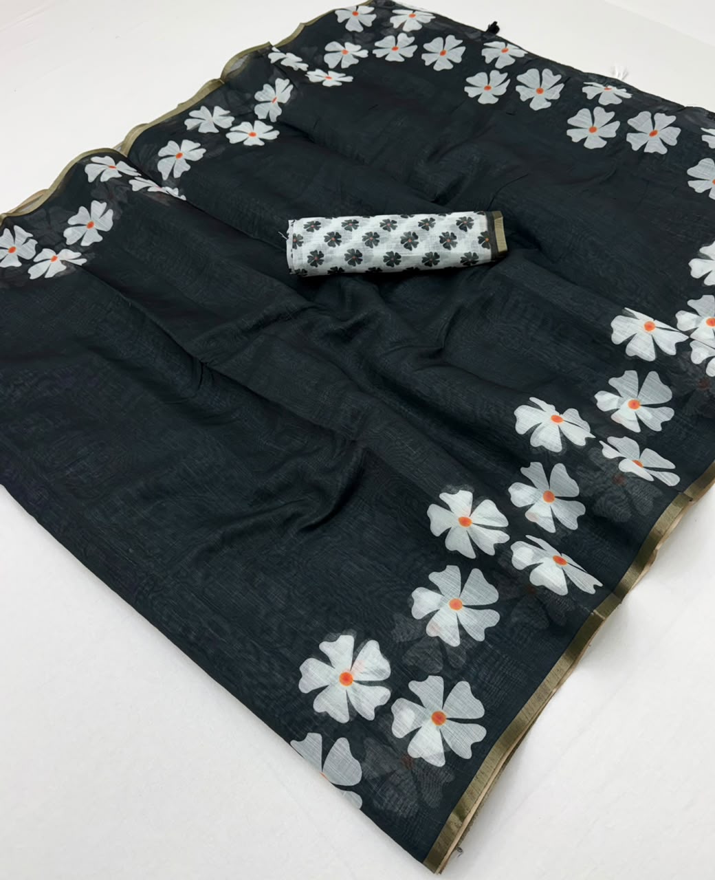 RajYog Lisha Soft Cotton Linen Saree with Zari Border - 8 Pcs Set - Wholesale