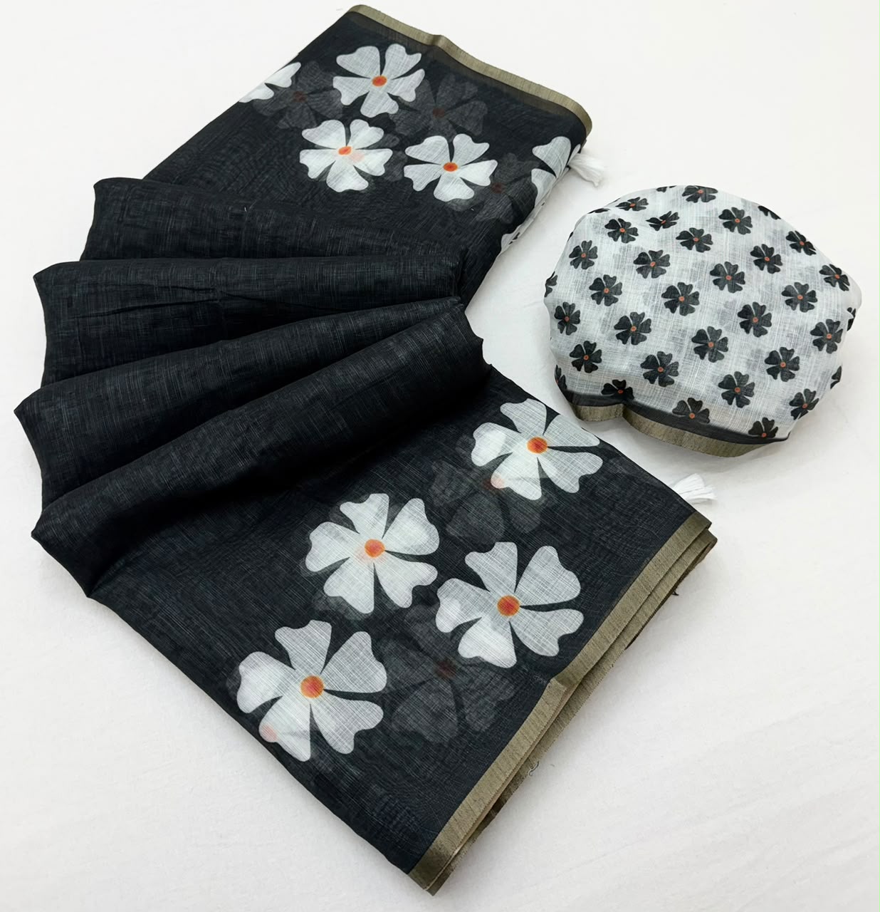 RajYog Lisha Soft Cotton Linen Saree with Zari Border - 8 Pcs Set - Wholesale