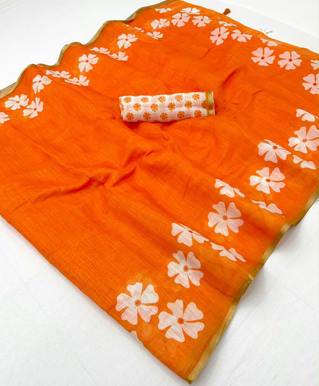 RajYog Lisha Soft Cotton Linen Saree with Zari Border - 8 Pcs Set - Wholesale