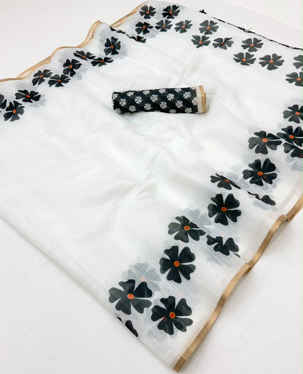RajYog Lisha Soft Cotton Linen Saree with Zari Border - 8 Pcs Set - Wholesale