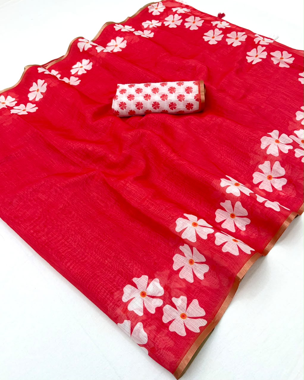 RajYog Lisha Soft Cotton Linen Saree with Zari Border - 8 Pcs Set - Wholesale