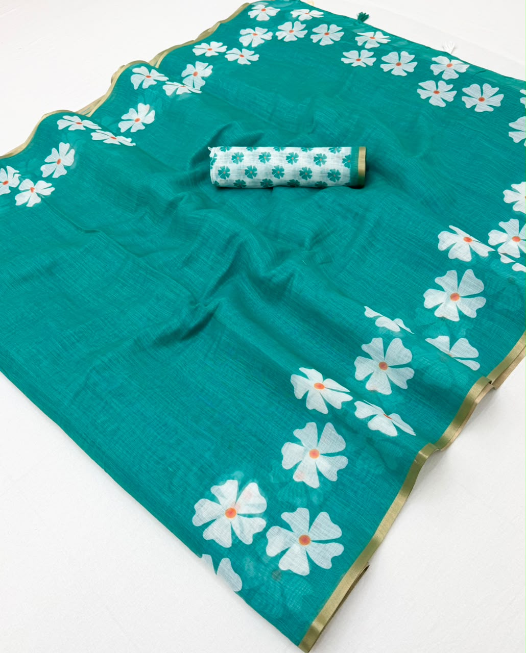 RajYog Lisha Soft Cotton Linen Saree with Zari Border - 8 Pcs Set - Wholesale