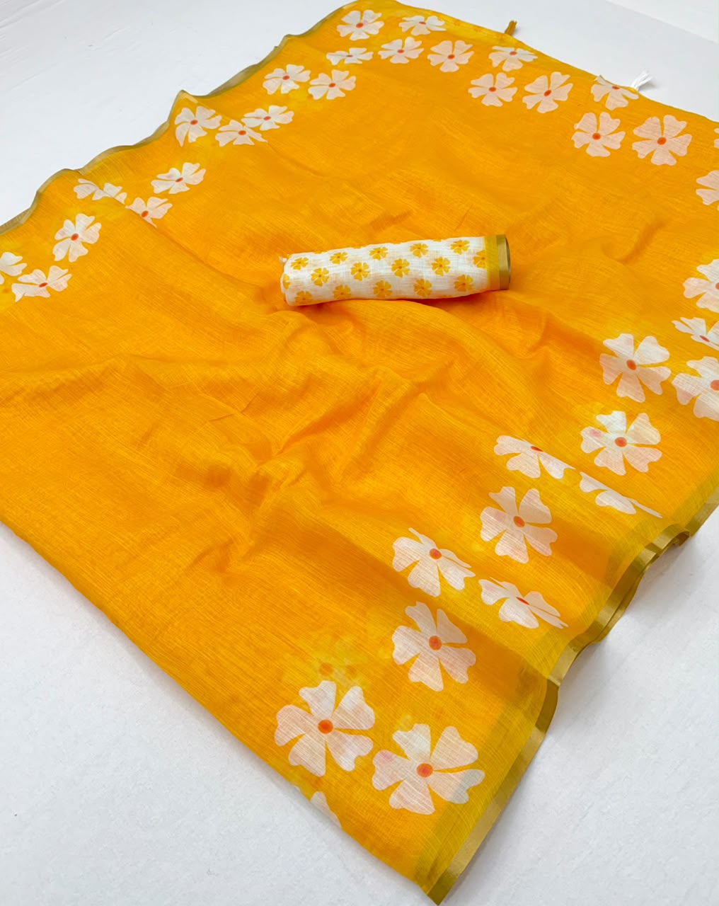 RajYog Lisha Soft Cotton Linen Saree with Zari Border - 8 Pcs Set - Wholesale