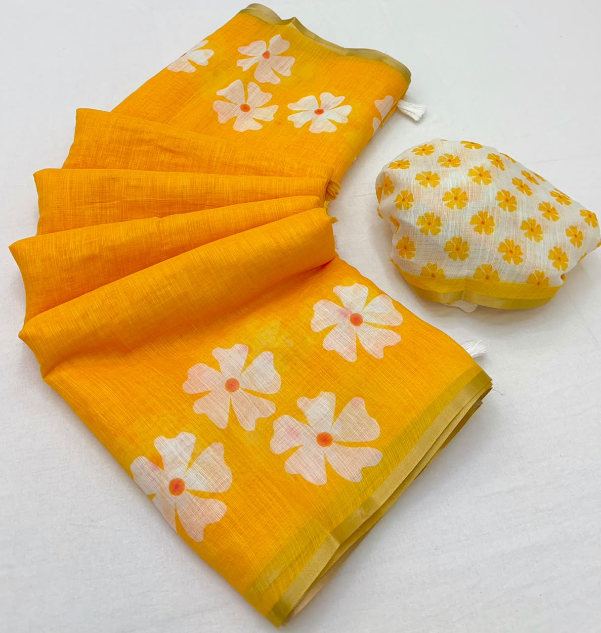 RajYog Lisha Soft Cotton Linen Saree with Zari Border - 8 Pcs Set - Wholesale
