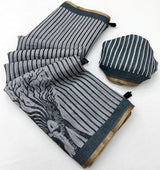 RajYog Lisha Soft Cotton Linen Zebra Tree Print Saree - 6 Pcs Set