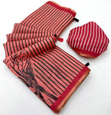 RajYog Lisha Soft Cotton Linen Zebra Tree Print Saree - 6 Pcs Set