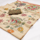 Rajyog Printed Chanderi Silk Saree - Peacock Floral Designer Saree - M.R. Saree Emporium