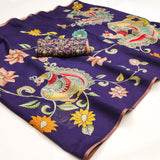 Rajyog Printed Chanderi Silk Saree - Peacock Floral Designer Saree - M.R. Saree Emporium