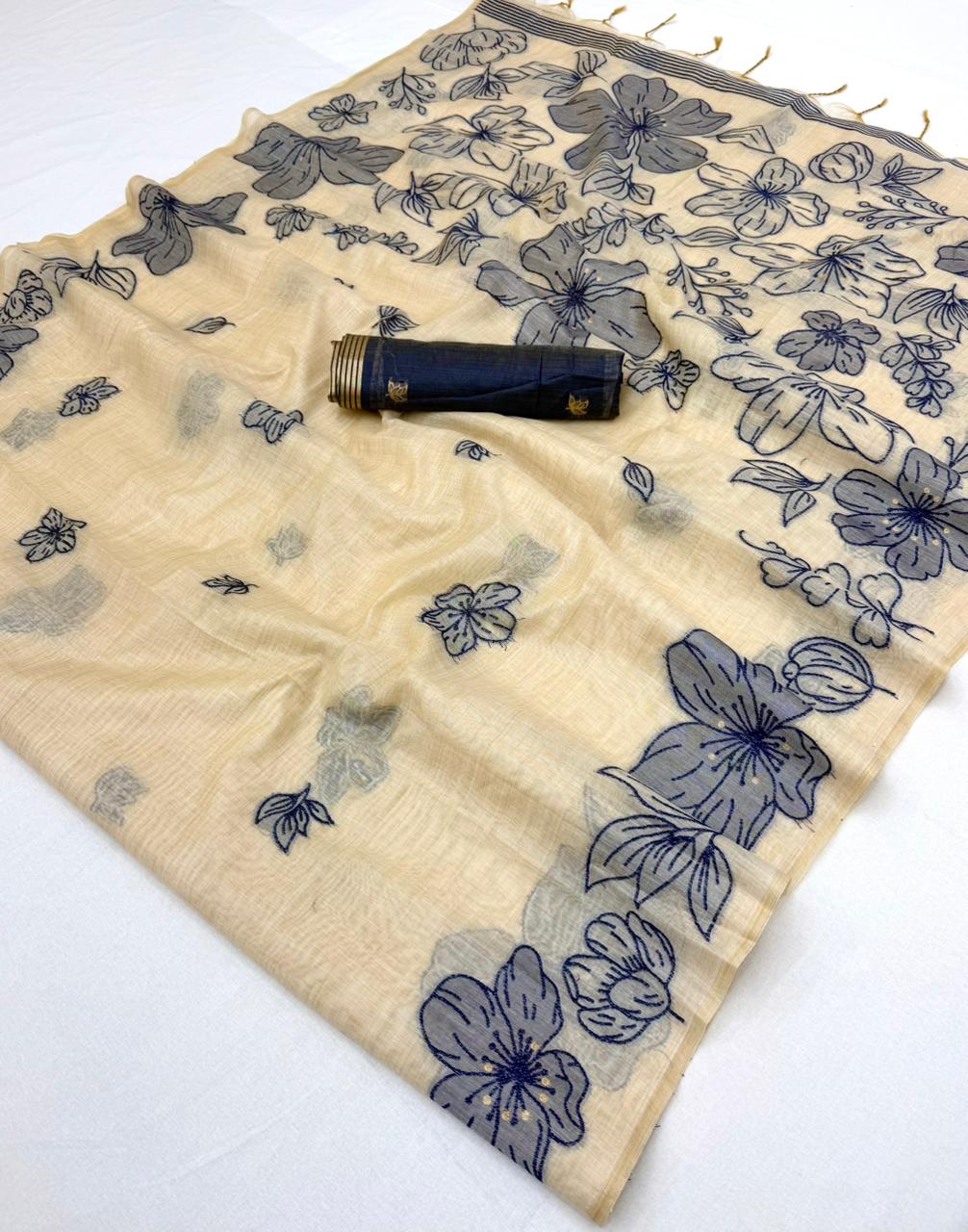 RajYog RajMata Gauri Chanderi Cotton Jamdani Saree - M.R. Saree Emporium