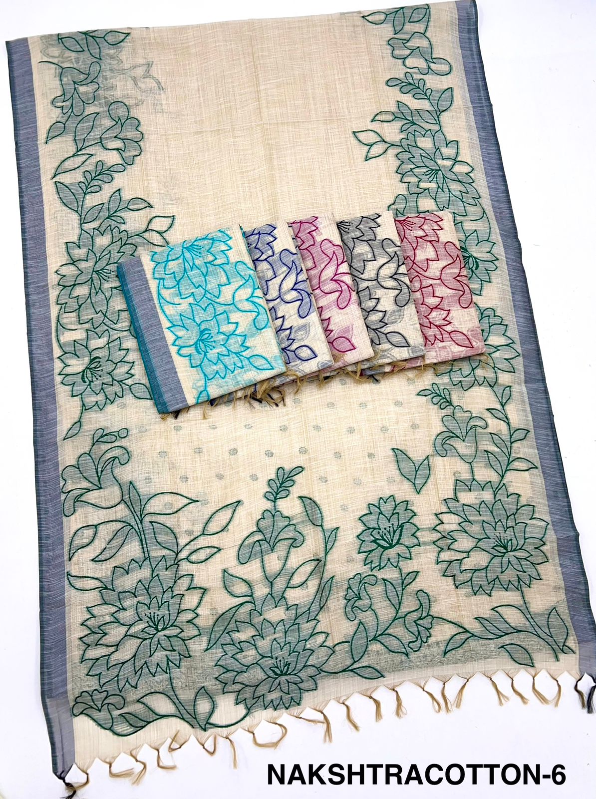 RajYog RajMata Nakshtra Cotton Jamdani Saree - M.R. Saree Emporium