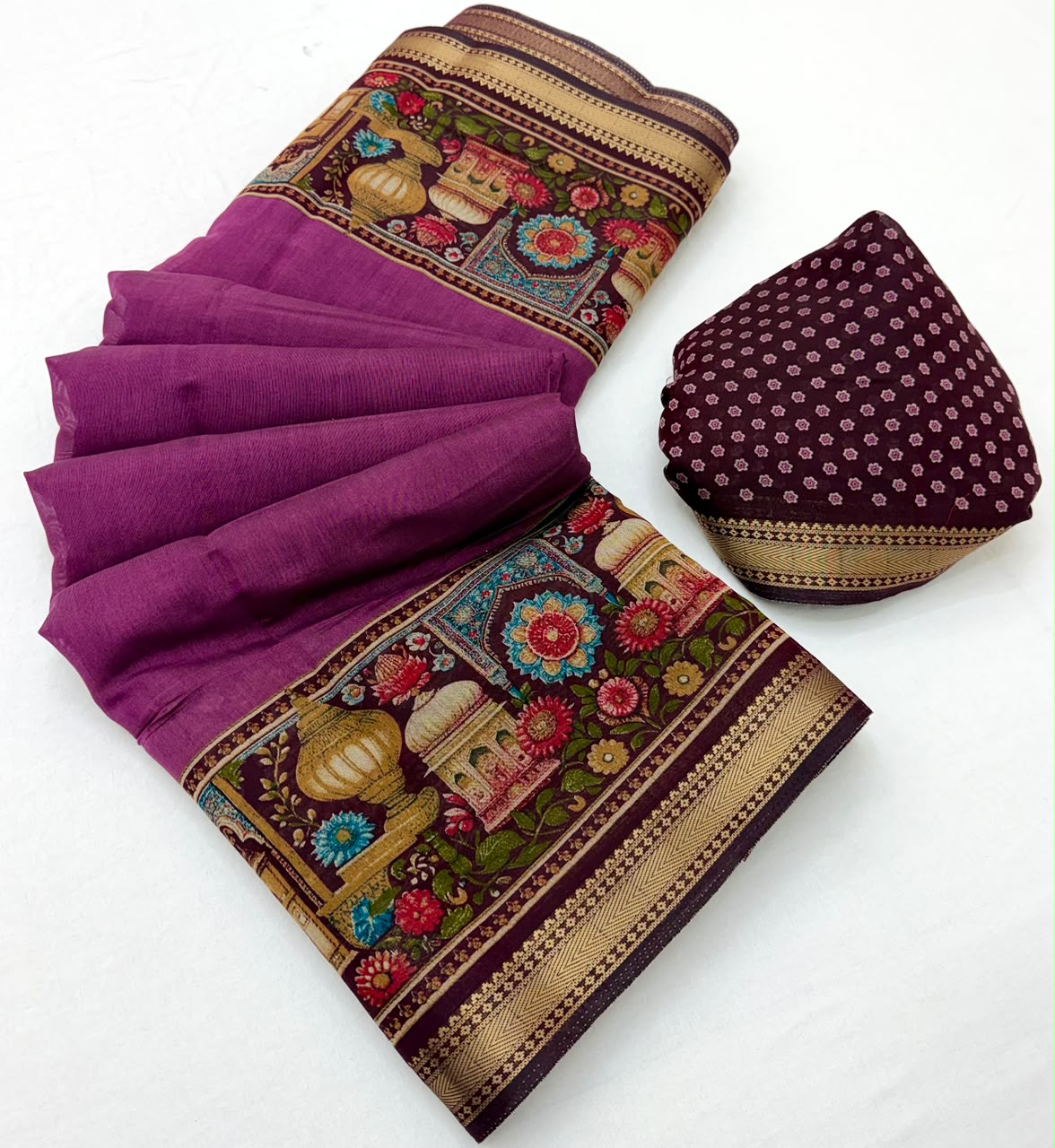 RajYog Taj Mul Cotton Printed Mul Cotton Saree with Zari Border - 6 Pcs Set - Wholesale