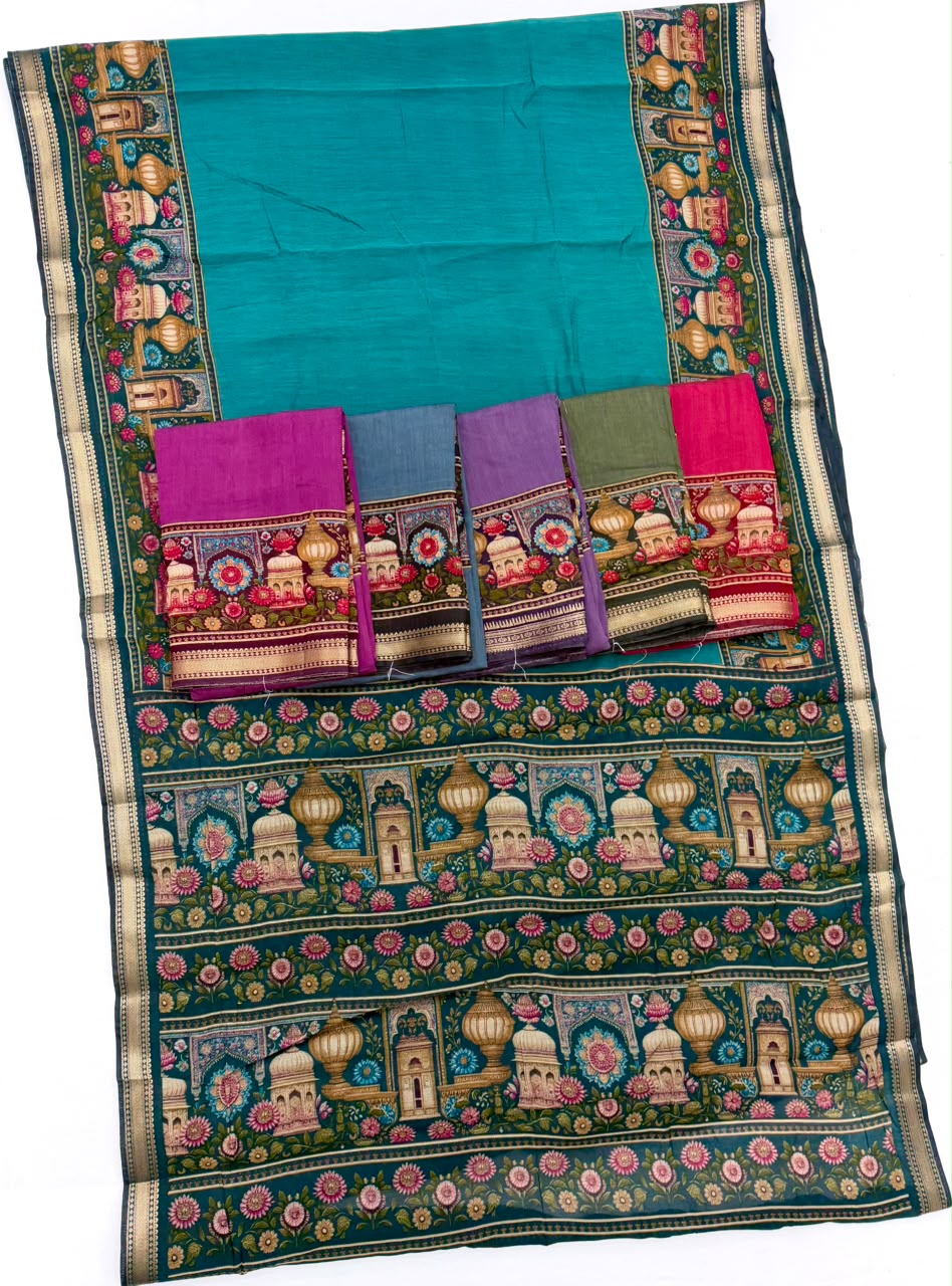 RajYog Taj Mul Cotton Printed Mul Cotton Saree with Zari Border - 6 Pcs Set - Wholesale