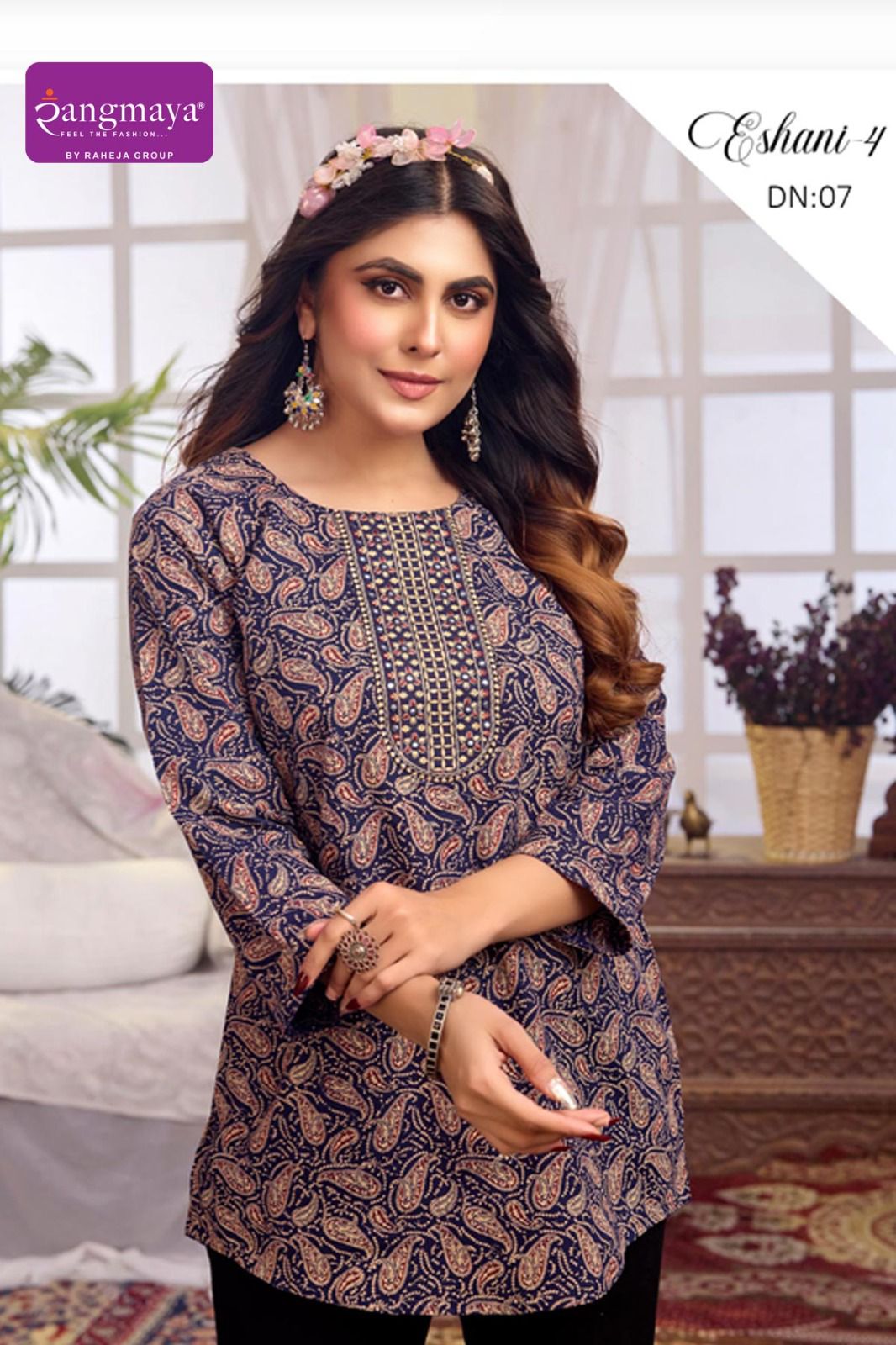 Rangmaya Eshani-4 Cotton 60/60 Tunic Collection - 8 PCS - Printed Short Tops - M.R. Saree Emporium