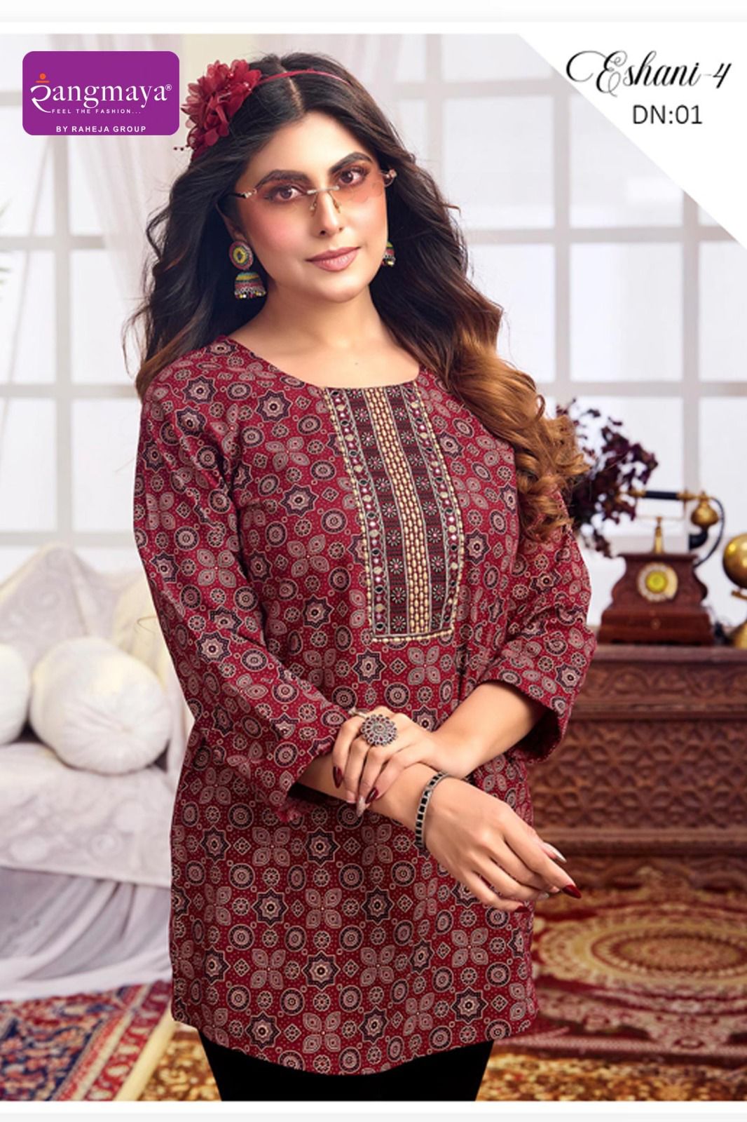 Rangmaya Eshani-4 Cotton 60/60 Tunic Collection - 8 PCS - Printed Short Tops - M.R. Saree Emporium