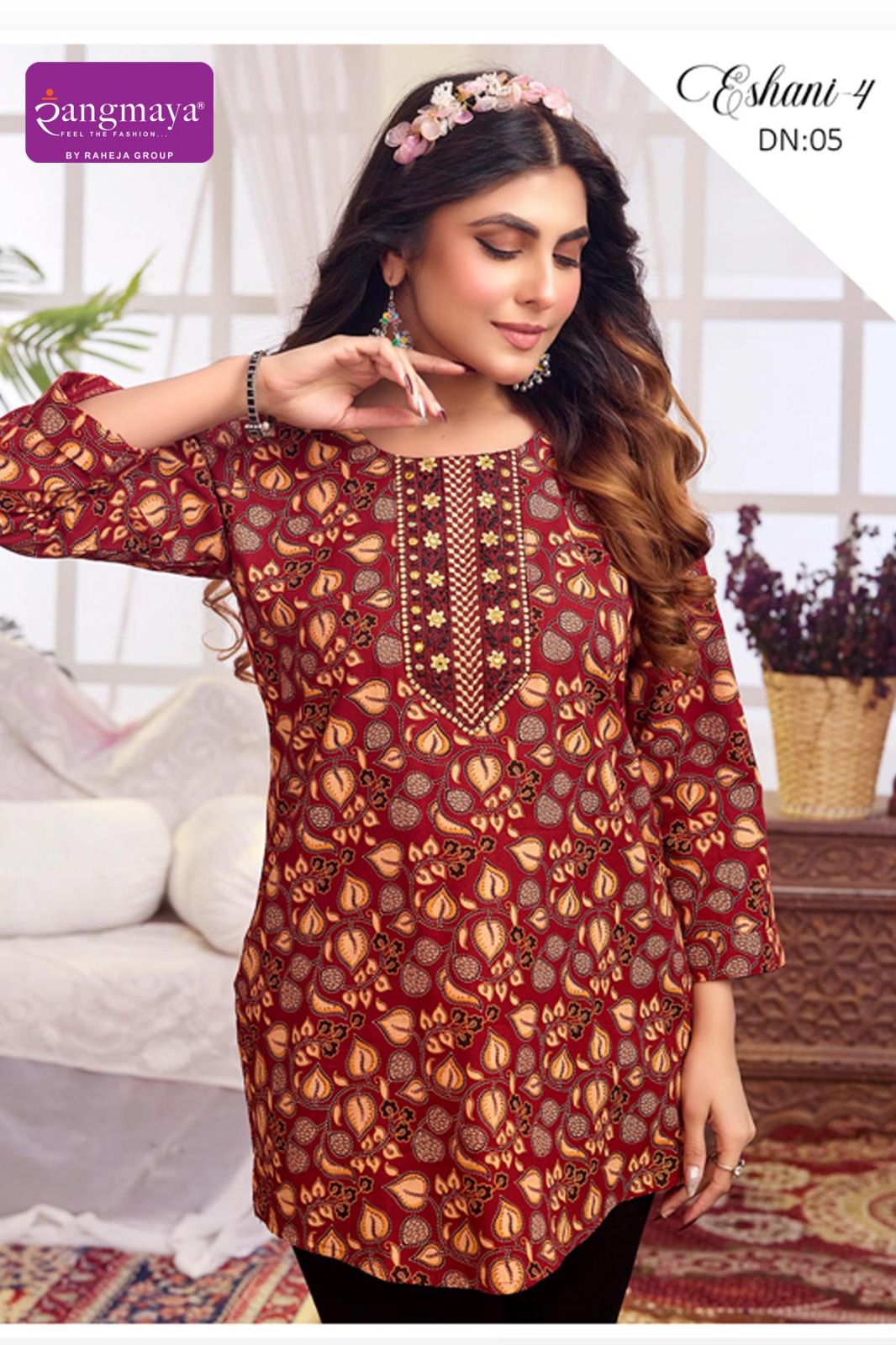 Rangmaya Eshani-4 Cotton 60/60 Tunic Collection - 8 PCS - Printed Short Tops - M.R. Saree Emporium
