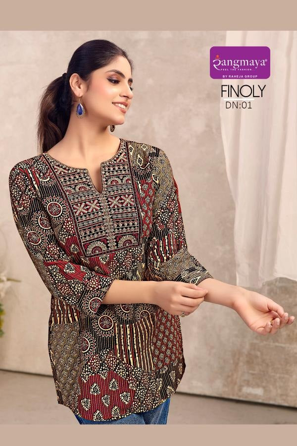 Rangmaya Finoly Cotton Tunic Collection - 8 PCS - Printed Short Tops - M.R. Saree Emporium