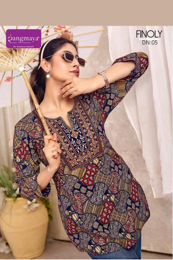 Rangmaya Finoly Cotton Tunic Collection - 8 PCS - Printed Short Tops - M.R. Saree Emporium