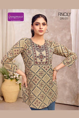 Rangmaya Finoly Cotton Tunic Collection - 8 PCS - Printed Short Tops - M.R. Saree Emporium