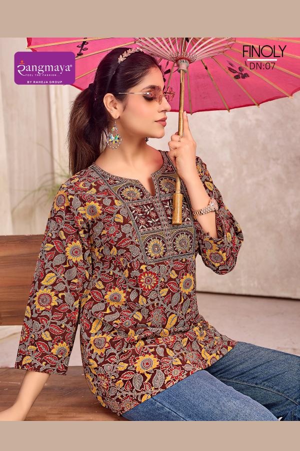 Rangmaya Finoly Cotton Tunic Collection - 8 PCS - Printed Short Tops - M.R. Saree Emporium