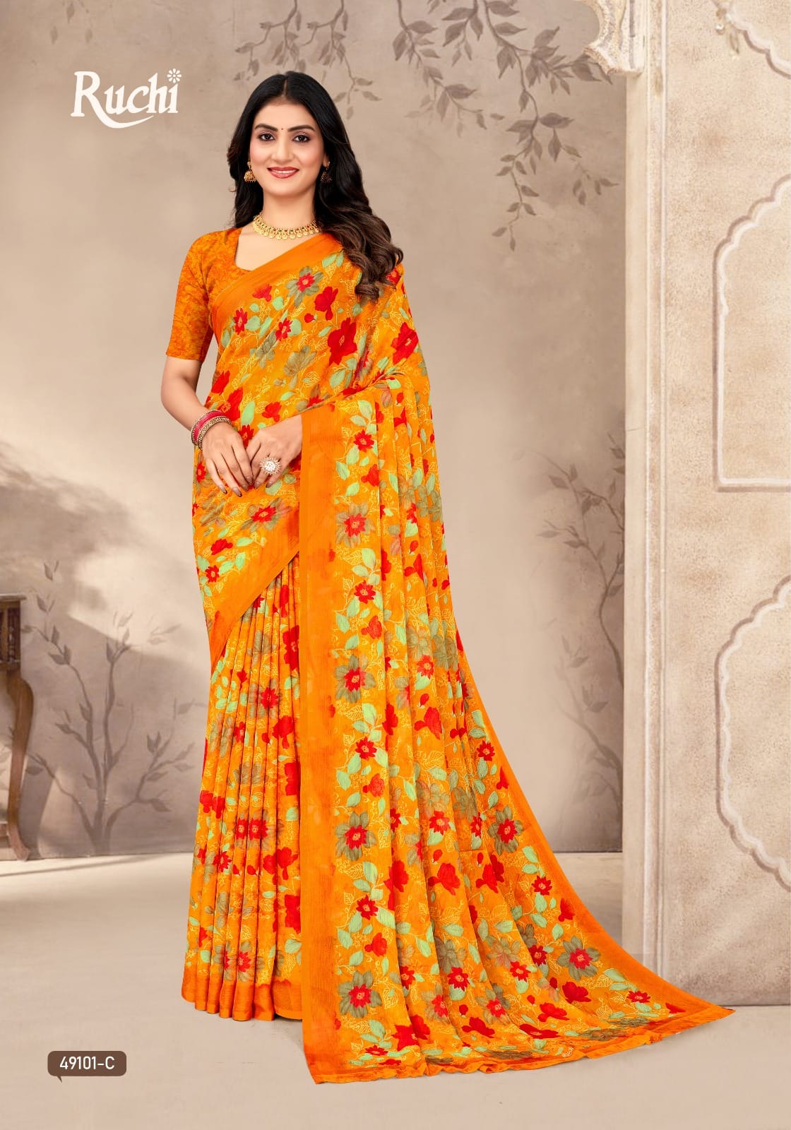 Ruchi Super Star Chiffon Saree - Designer Printed Daily Wear Collection - M.R. Saree Emporium