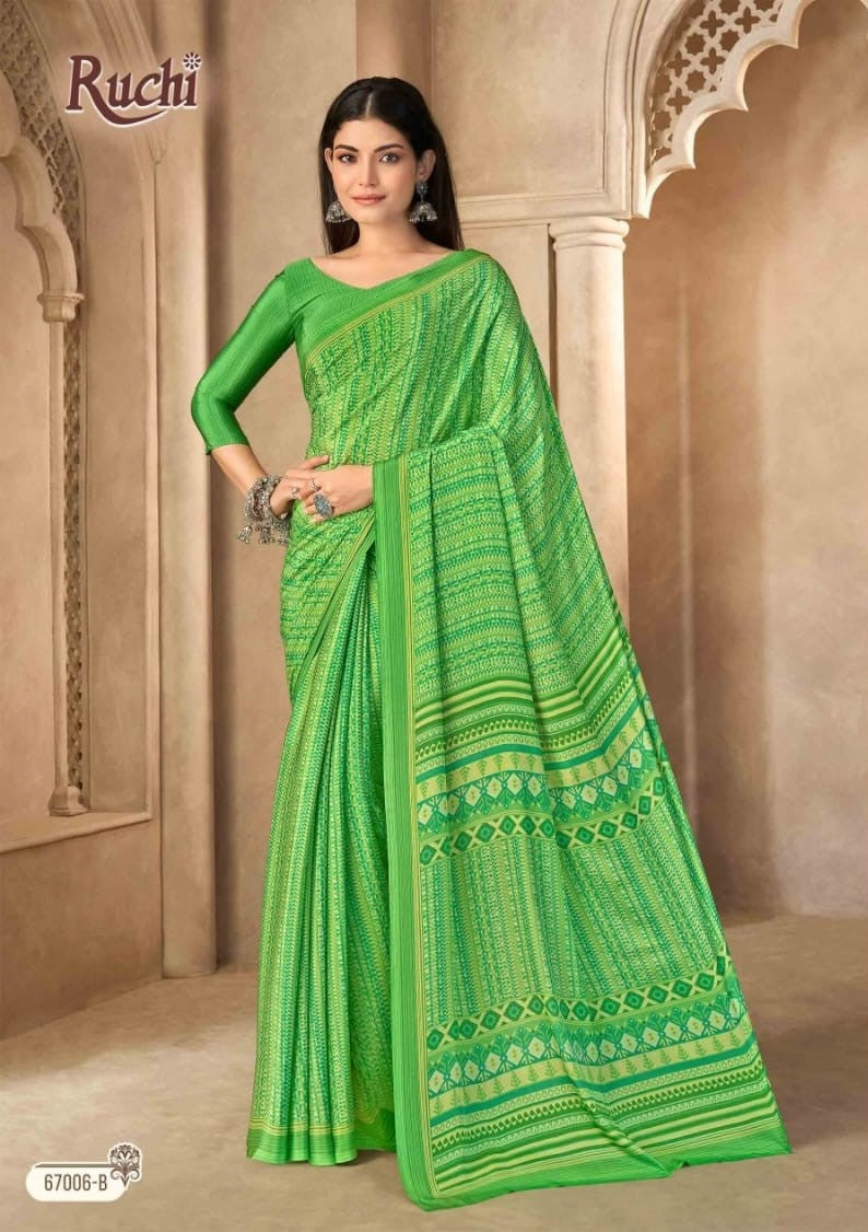 Ruchi Vedanta Silk-55 Silk Crepe Saree - 12 Pcs Set - Wholesale