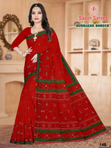RUDRAKSH BORDER Cotton Printed Saree with Designer Border - 8 Pcs Set