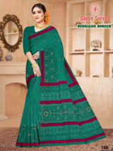 RUDRAKSH BORDER Cotton Printed Saree with Designer Border - 8 Pcs Set