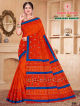 RUDRAKSH BORDER Cotton Printed Saree with Designer Border - 8 Pcs Set