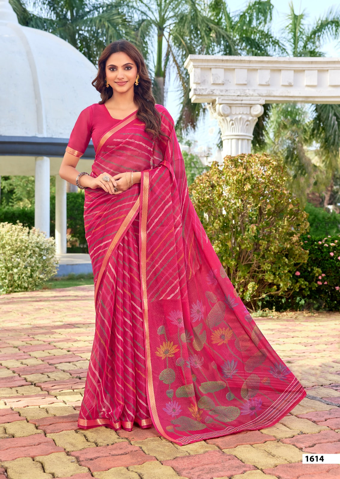 SR Gouri Lehriya Diamond Georgette Printed Saree with Zari Border