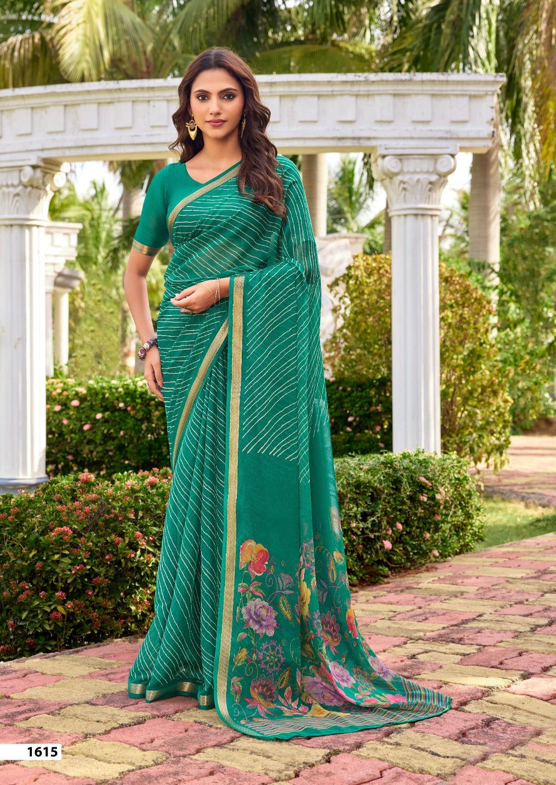 SR Gouri Lehriya Diamond Georgette Printed Saree with Zari Border