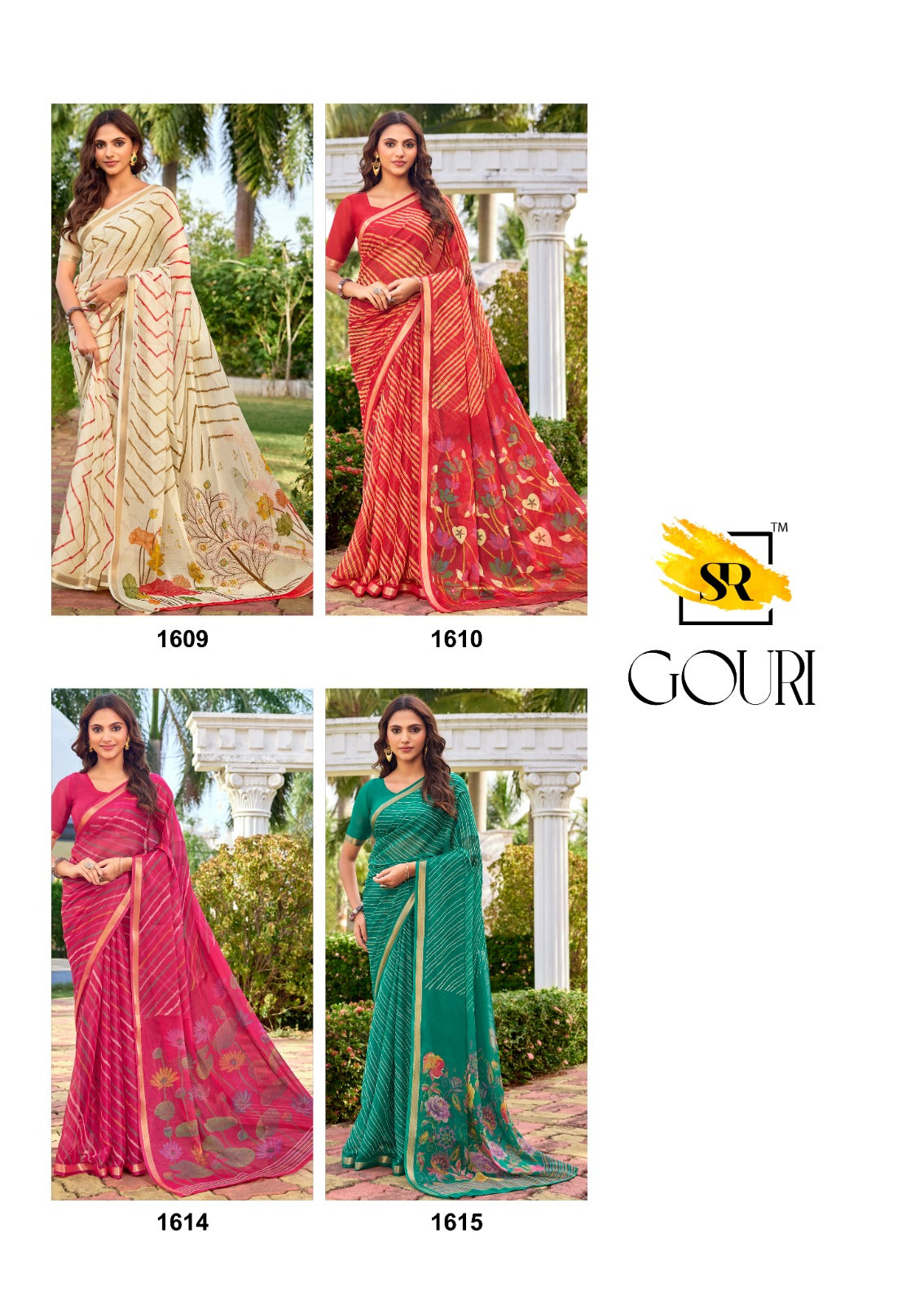 SR Gouri Lehriya Diamond Georgette Printed Saree with Zari Border