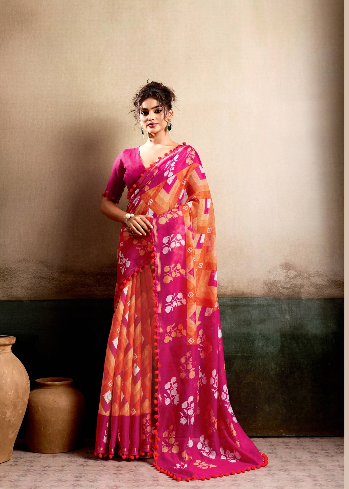 S.R. Pum Pum-18 Mulmul Cotton Saree Set Wholesale