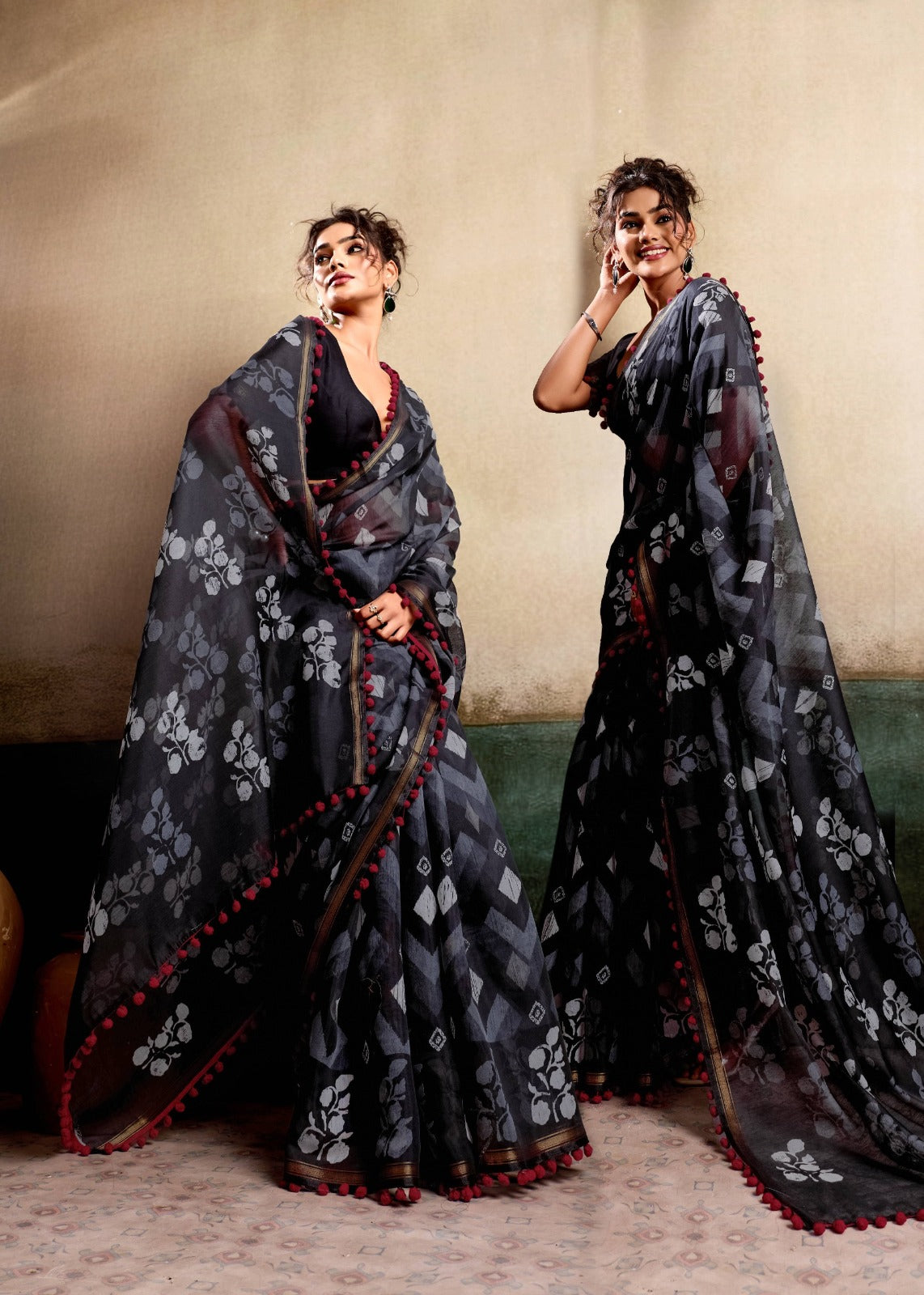 S.R. Pum Pum-18 Mulmul Cotton Saree Set Wholesale