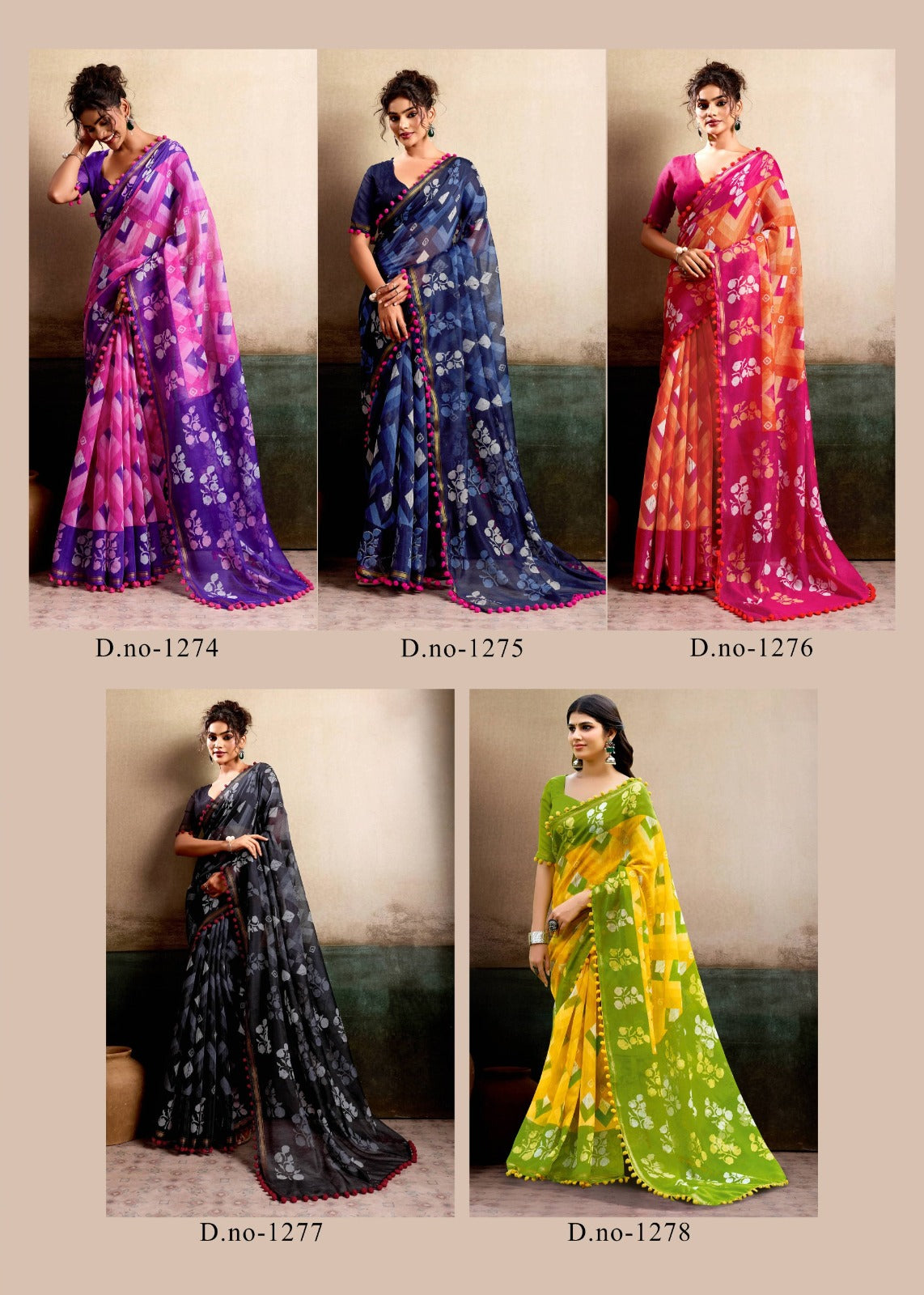 S.R. Pum Pum-18 Mulmul Cotton Saree Set Wholesale
