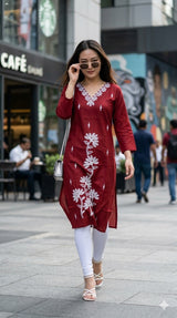 Style 1060 Heavy Silk Embroidered Kurti L to XXL - 4 Pcs Set